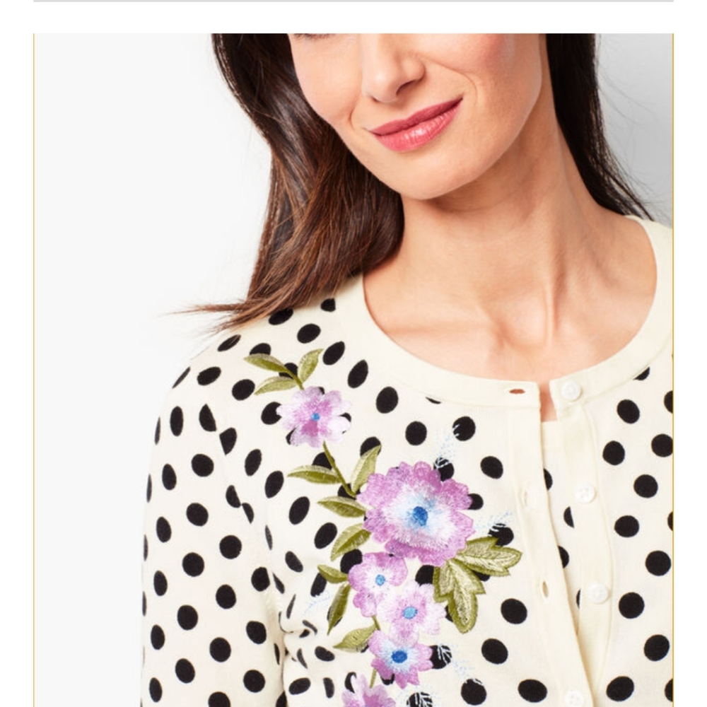 Talbots Polka Dot Cardigan.